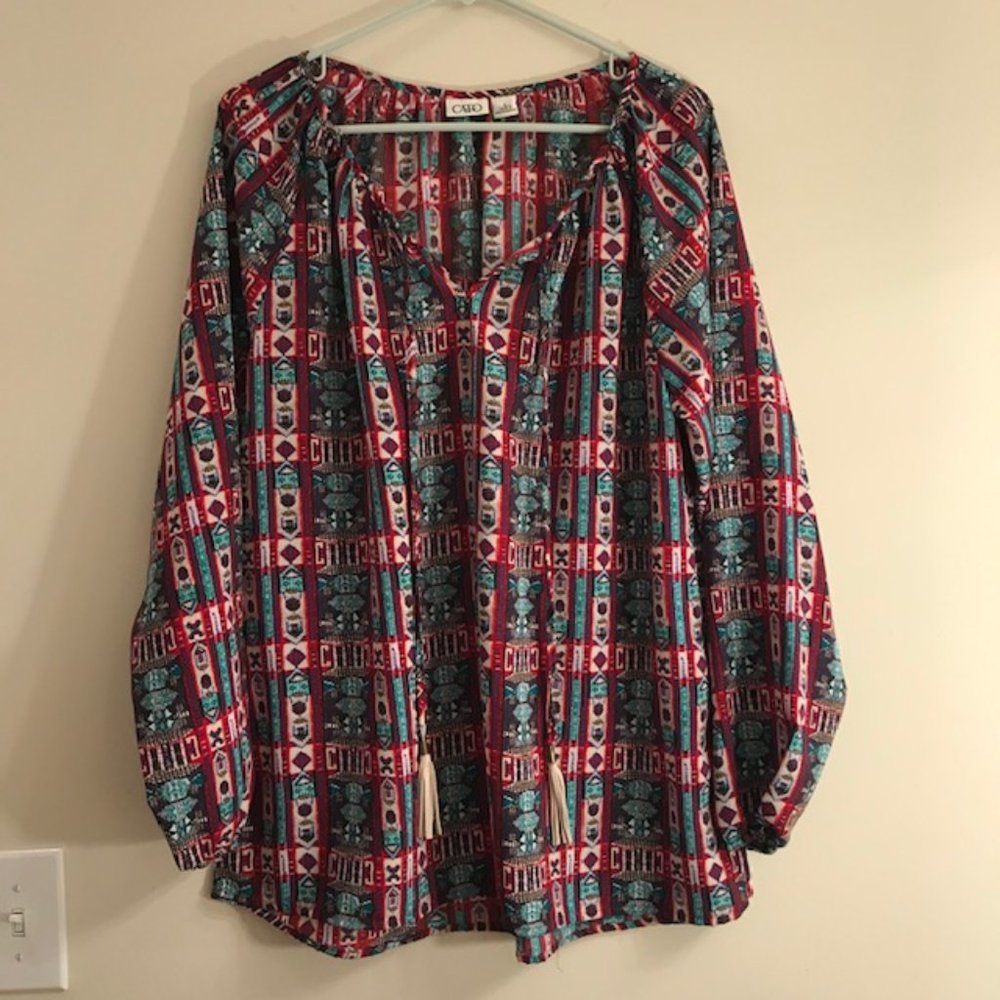 Ladies CATO Colorful Blouse, Size Large